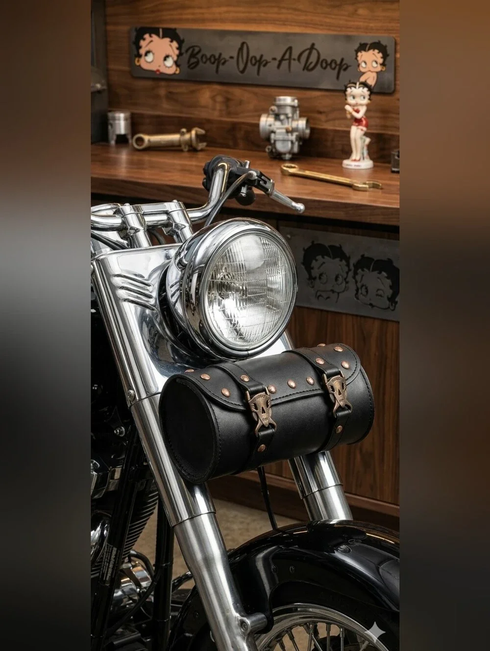 Leatherworks Inc. 100 Leather Motorcycle Tool Bag - Studded Black